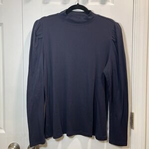 Ann Taylor NWT Women's Extra large Navy Blue Mock Neck Top long sleeve Basic